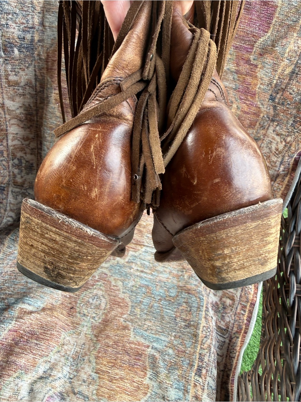 Corral Fringe Cowboy Boots. Women’s size 7. Brown Leather. Western Boho - Picture 11 of 12